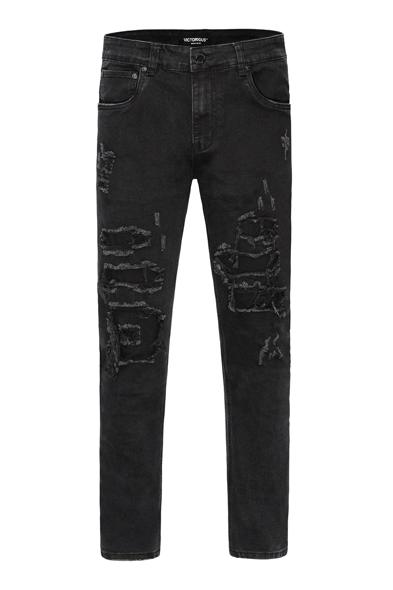 Men's Faded Ripped Repair Denim Jeans (New Colorway) 3 Men's Faded Ripped Repair Denim Jeans (New Colorway)