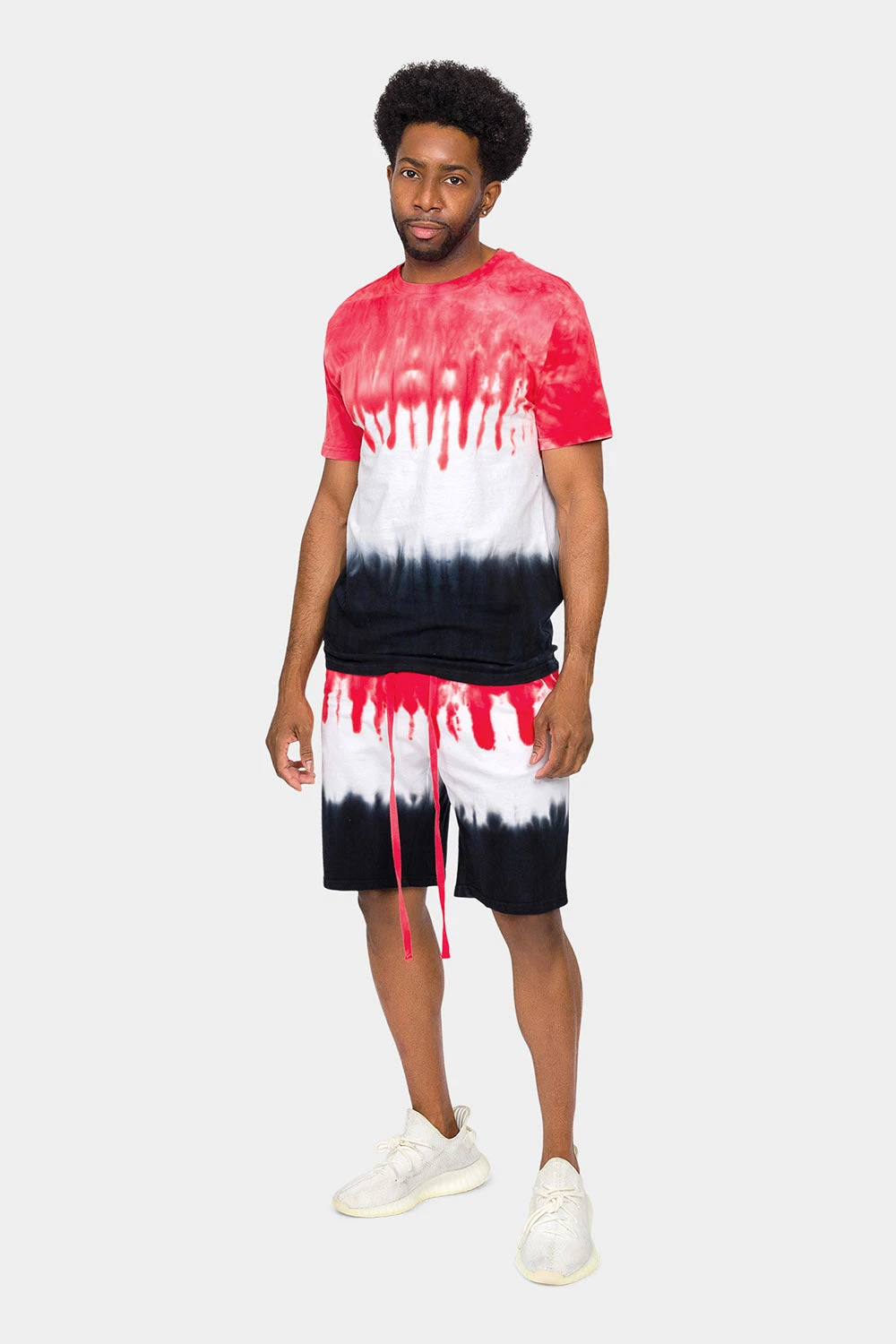 Colorblock Tie Dye Cotton Shirt Shorts Set 3 Colorblock Tie Dye Cotton Shirt Shorts Set