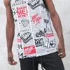Men's Newspaper Print Graphic Tank Top 1 Men's Newspaper Print Graphic Tank Top -Victorious 0000s 0000 TT101 WHITE 1