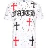 Men's Paint Splatter Faith Rhinestone Graphic T-Shirt 1 Men's Paint Splatter Faith Rhinestone Graphic T-Shirt -Victorious 0001 TS7495 WHT 1