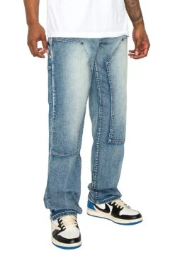 Men's Carpenter Washed Baggy Denim Jeans -Victorious 0002 DL1478 INDIGO 3