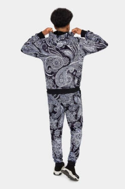 Floral Paisley Velvet Velour Track Suit -Victorious 0002 ST850 BLK 3