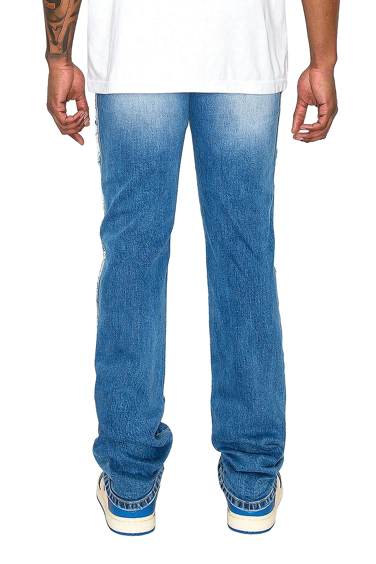 Men's Stacked Fit Repaired Paint Splatter Denim Jeans 6 Men's Stacked Fit Repaired Paint Splatter Denim Jeans - Image 4