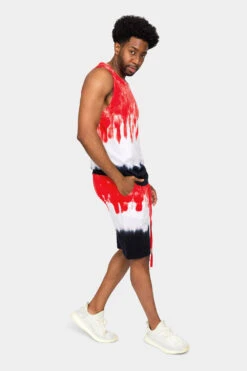 Colorblock Tie Dye Cotton Tank Top Shorts Set -Victorious 0003 JS56 TT86 RDB 4
