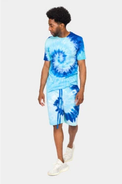 Pastel Contrast Swirl Tie Dye Cotton Shorts 16 Pastel Contrast Swirl Tie Dye Cotton Shorts -Victorious 0004 JS58 BLU 5