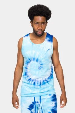 Pastel Contrast Swirl Tie Dye Cotton Tank Top Shorts Set 18 Pastel Contrast Swirl Tie Dye Cotton Tank Top Shorts Set -Victorious 0004 JS58 TT88 BLU 5