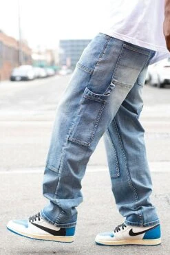 Men's Carpenter Washed Baggy Denim Jeans -Victorious 0005 DL1478 INDIGO 6