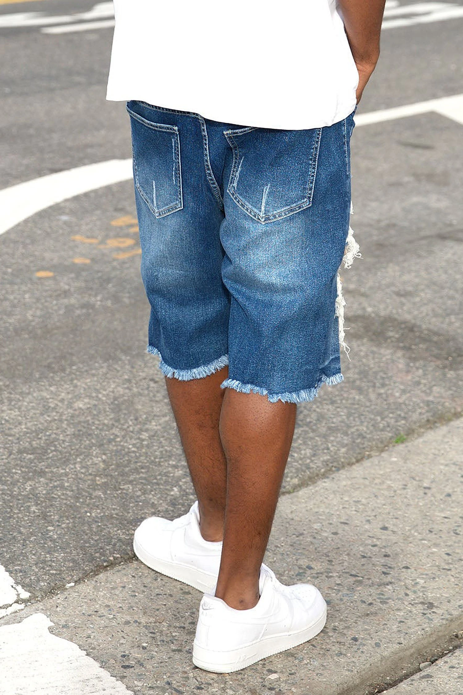 Men's Distressed Illusion Denim Shorts (New Colorway) 8 Men's Distressed Illusion Denim Shorts (New Colorway) - Image 6