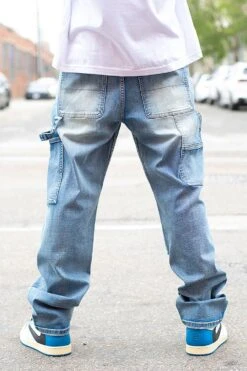 Men's Carpenter Washed Baggy Denim Jeans -Victorious 0006 DL1478 INDIGO 7