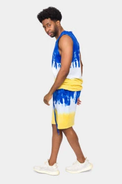 Colorblock Tie Dye Cotton Tank Top Shorts Set -Victorious 0007 JS56 TT86 ROG 2