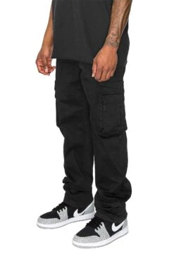 Men's Baggy Relaxed Fit Multiple Pocket Cargo Pants -Victorious 0008 DL1479 BLACK 2