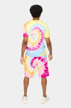 Pastel Contrast Swirl Tie Dye Cotton Shirt Shorts Set -Victorious 0008 JS58 TS7418 PST 3