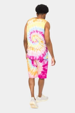 Pastel Contrast Swirl Tie Dye Cotton Tank Top Shorts Set 22 Pastel Contrast Swirl Tie Dye Cotton Tank Top Shorts Set -Victorious 0008 JS58 TT88 PST 3