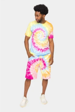 Pastel Contrast Swirl Tie Dye Cotton Shorts 21 Pastel Contrast Swirl Tie Dye Cotton Shorts -Victorious 0009 JS58 PST 5