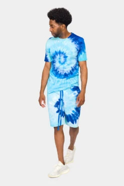 Pastel Contrast Swirl Tie Dye Cotton Shirt -Victorious 0009 TS7418 BLU 5