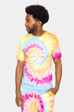 Pastel Contrast Swirl Tie Dye Cotton Shirt Shorts Set -Victorious 0010 JS58 TS7418 PST 5
