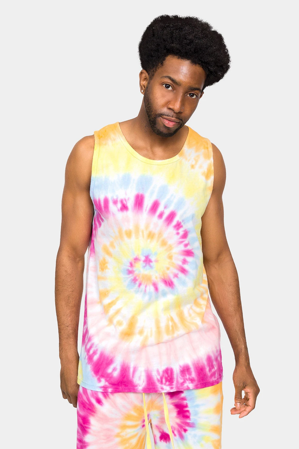 Pastel Contrast Swirl Tie Dye Cotton Tank Top Shorts Set 13 Pastel Contrast Swirl Tie Dye Cotton Tank Top Shorts Set - Image 11