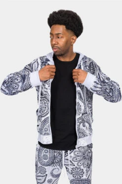 Floral Paisley Velvet Velour Track Suit -Victorious 0010 ST850 WHT 5