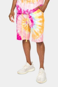 Pastel Contrast Swirl Tie Dye Cotton Shirt Shorts Set -Victorious 0011 JS58 TS7418 PST 6