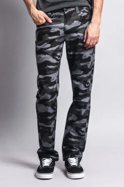 Men's Camo Slim Fit Pants -Victorious AR168 BLK 1