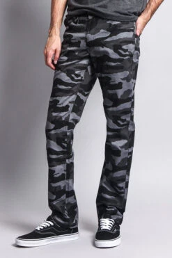 Men's Camo Slim Fit Pants -Victorious AR168 BLK 2