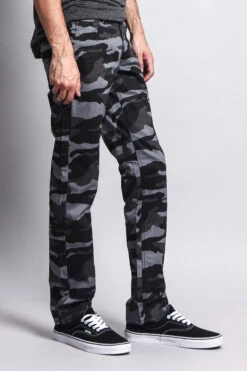 Men's Camo Slim Fit Pants -Victorious AR168 BLK 4