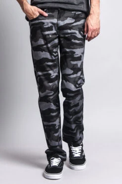 Men's Camo Slim Fit Pants -Victorious AR168 BLK 5