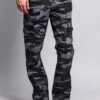 Men's Camo Cargo Slim Fit Pants -Victorious AR170 BLK 1