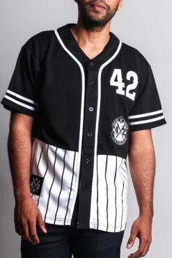 XXXX Pinstripe Block Baseball Jersey -Victorious BJ37 BLK 1