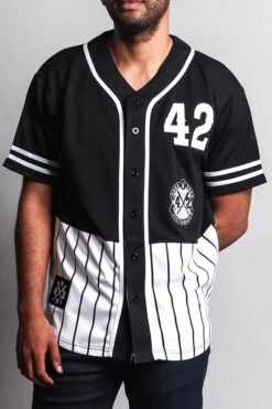 XXXX Pinstripe Block Baseball Jersey -Victorious BJ37 BLK 2