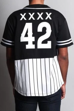 XXXX Pinstripe Block Baseball Jersey -Victorious BJ37 BLK 3