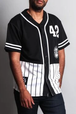 XXXX Pinstripe Block Baseball Jersey -Victorious BJ37 BLK 4