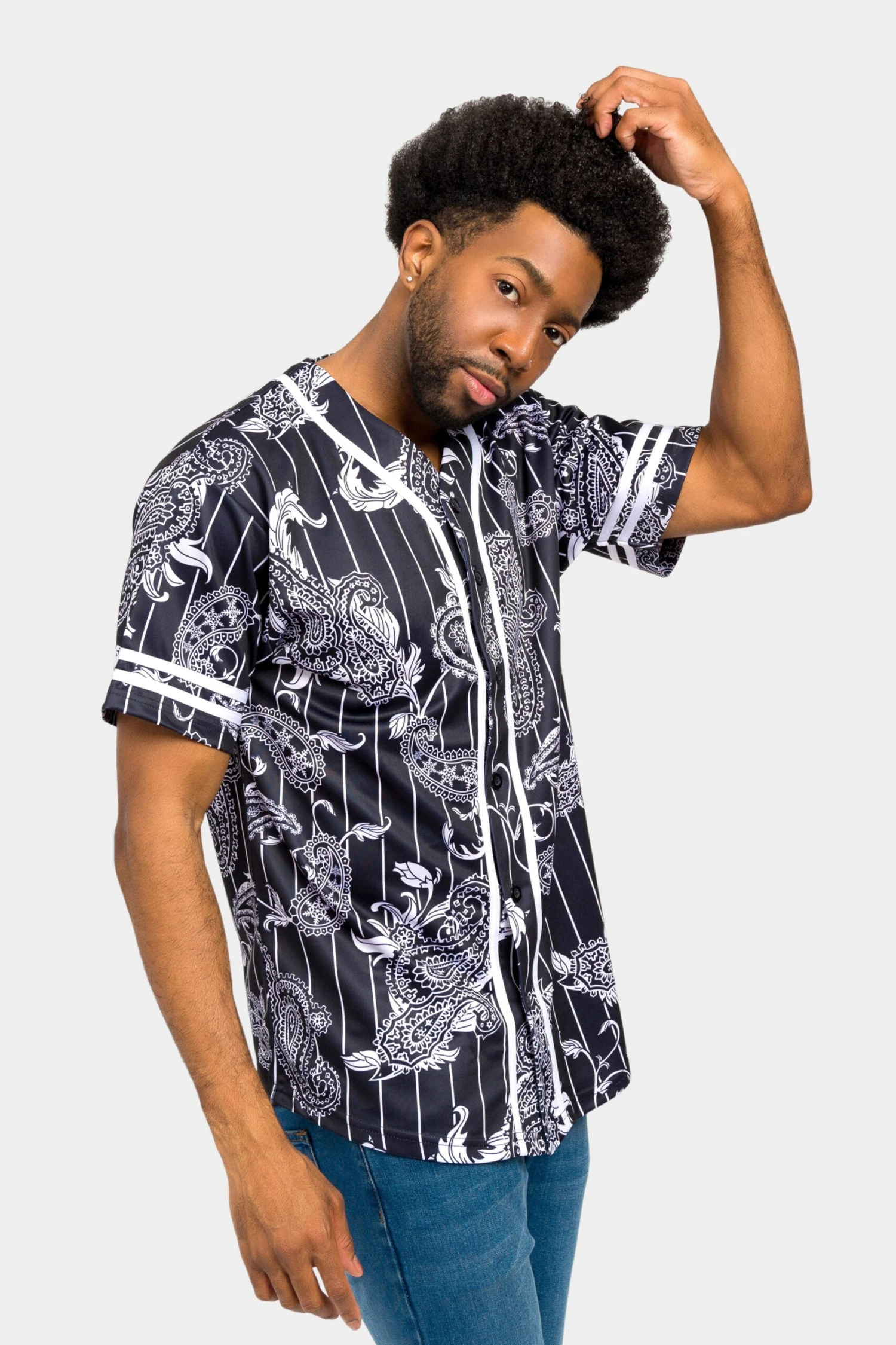 Essential Pinstripe Bandana Paisley Baseball Jersey 21 Essential Pinstripe Bandana Paisley Baseball Jersey - Image 19