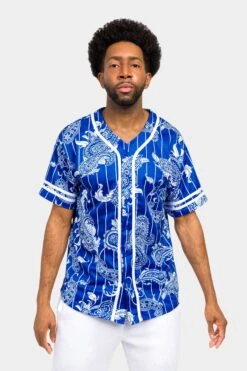 Essential Pinstripe Bandana Paisley Baseball Jersey 27 Essential Pinstripe Bandana Paisley Baseball Jersey -Victorious BJ51 RBL 1