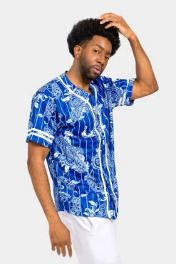 Essential Pinstripe Bandana Paisley Baseball Jersey 30 Essential Pinstripe Bandana Paisley Baseball Jersey -Victorious BJ51 RBL 4
