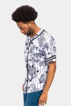 Essential Pinstripe Bandana Paisley Baseball Jersey 33 Essential Pinstripe Bandana Paisley Baseball Jersey -Victorious BJ51 WHT 2