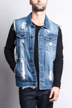 Essential Distressed Denim Vest -Victorious DK101 IND 5