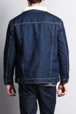 Faux Shearling Denim Jacket -Victorious DK105 BLU 4