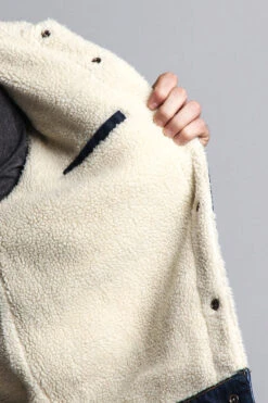 Faux Shearling Denim Jacket -Victorious DK105 BLU 6