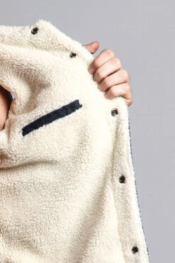 Faux Shearling Denim Vest -Victorious DK106 BLU 6