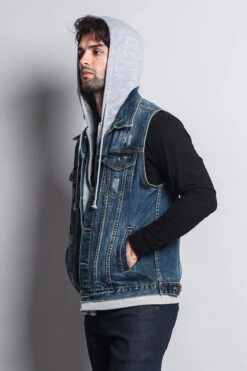 Layered Hooded Denim Vest -Victorious DK110 DKI 6