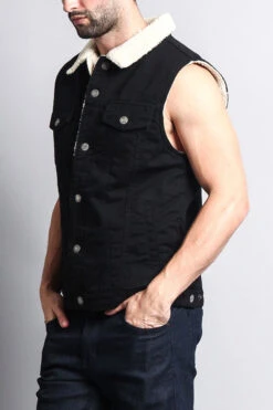 Faux Shearling Vest -Victorious DK113 BLK 2