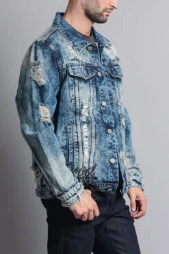 Distressed Scribble Denim Jacket -Victorious DK120 IND 3