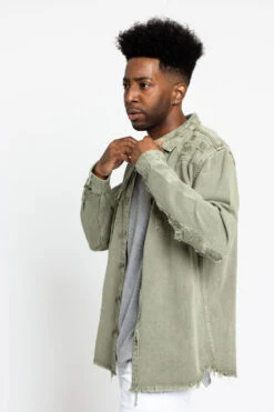 Distressed Denim Button Up Shirt Jacket -Victorious DK158 JAD 2 c5b56f2a ac86 4192 a047 666cc8d6db97