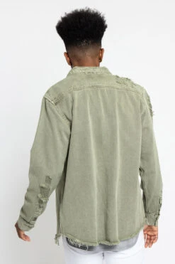 Distressed Denim Button Up Shirt Jacket -Victorious DK158 JAD 3 0e218788 4c4b 4e40 b194 4a9b4ddfff36