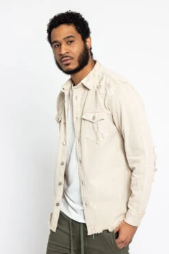 Distressed Denim Button Up Shirt Jacket -Victorious DK158 SND 2 70810d37 00c1 48c6 b61f 0cedcd54e784