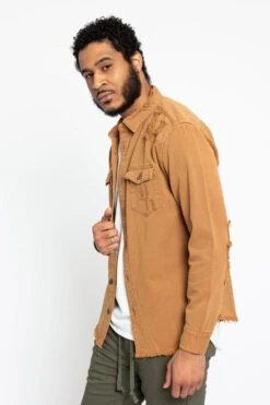 Distressed Denim Button Up Shirt Jacket -Victorious DK158 WHE 2 561103f2 358e 4ebe 902b 1bcac2d2b895