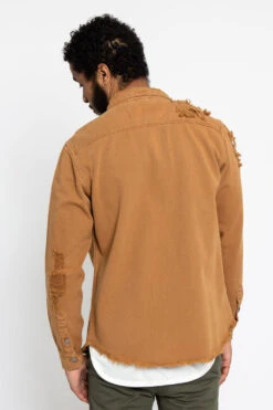 Distressed Denim Button Up Shirt Jacket -Victorious DK158 WHE 3 c2a24e84 1108 4882 828b 34dd4aa4eb61