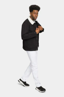 Distressed Sherpa Denim Jacket 16 Distressed Sherpa Denim Jacket -Victorious DK193 BLK 5