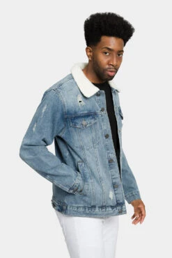 Distressed Sherpa Denim Jacket 20 Distressed Sherpa Denim Jacket -Victorious DK193 IND 4